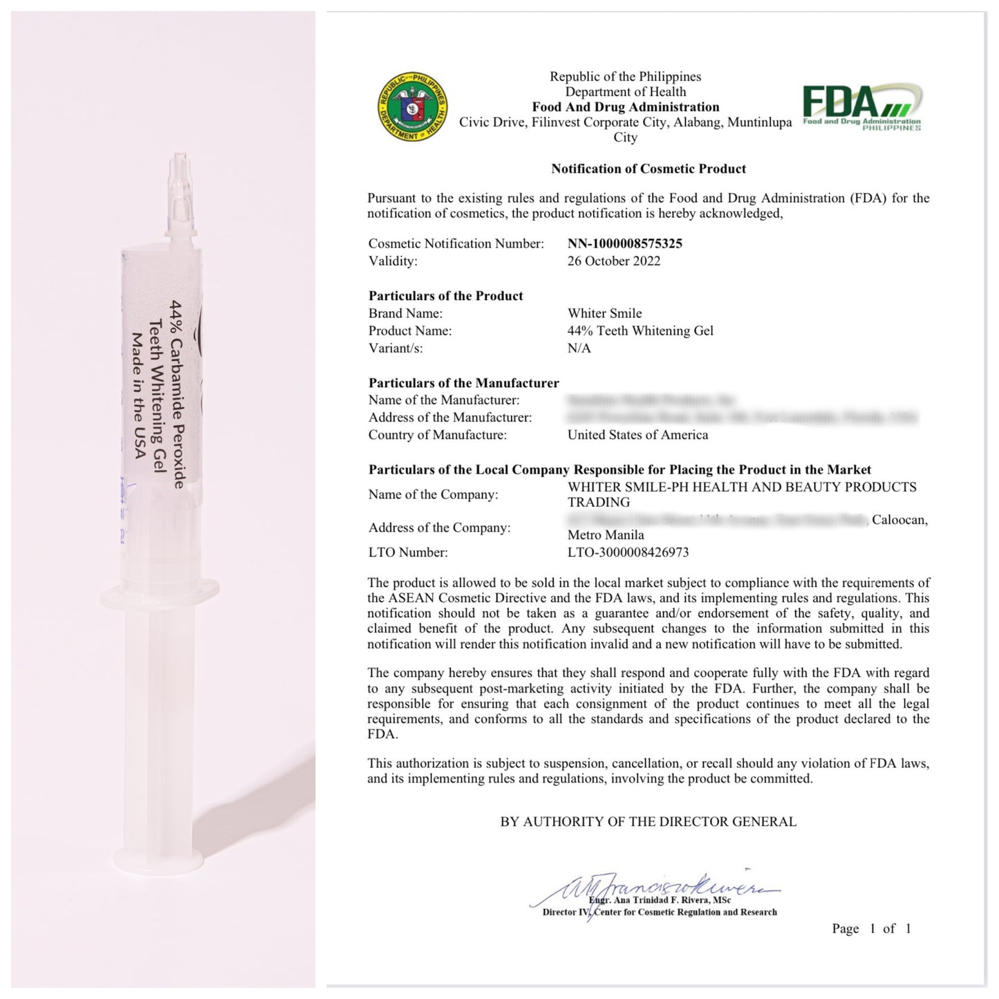 Whiter Smile 10ml Carbamide Peroxide Gel Refill