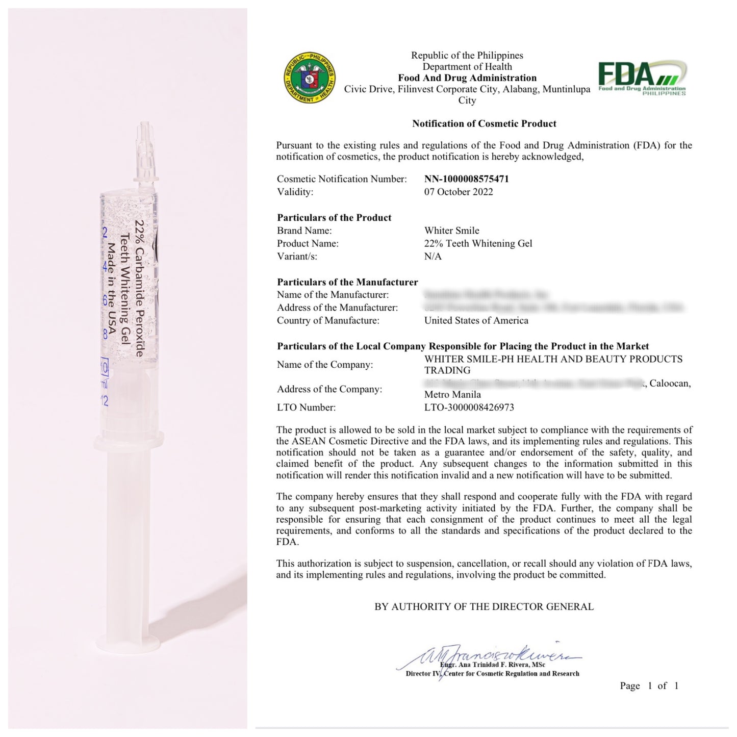 Whiter Smile 10ml Carbamide Peroxide Gel Refill